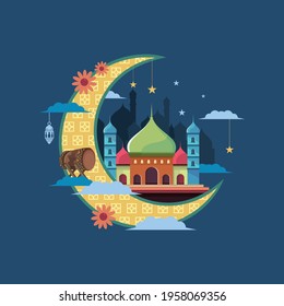 Flat design islamic vector for religious events design