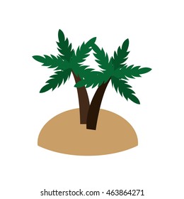flat design island and palm trees icon vector illustration