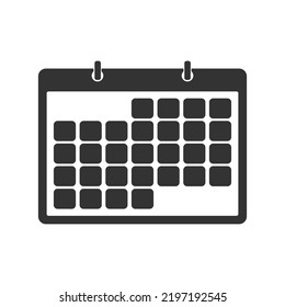 Icono de calendario aislado de diseño plano, símbolo de calendario de fecha de pared, fecha de cita, fecha de cita, fecha de cita, icono de ilustración vectorial