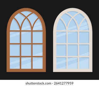 Flat design of isolated closed arched window