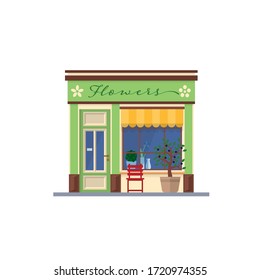 flat design isolated flower shop building facade vector illustration