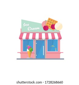Flat design isolated ice cream parlor building vector illustration
