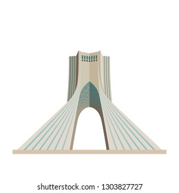 Flat design isolated icon of Azadi Tower at Tehran, Iran