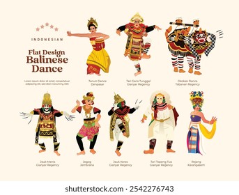 Flat design Isolated Indonesian Balinese Dancer illustration