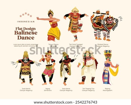 Flat design Isolated Indonesian Balinese Dancer illustration