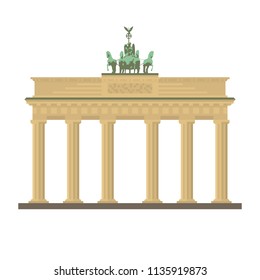 Flat design isolated vector icon of Brandenburg Gate at Berlin, Germany