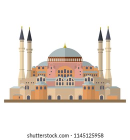 Ícone vetorial isolado de design plano da mesquita de Santa Sofia, igreja e museu em Istambul, Turquia