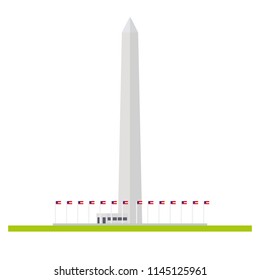 Flat Design Isolated Vector Icon Of The Washington Monument Or Obelisk At Washington, D.C.