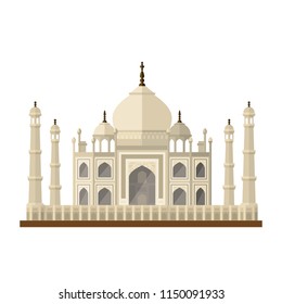 Flat design isolated vector icon of Taj Mahal mausoleum at Agra, India