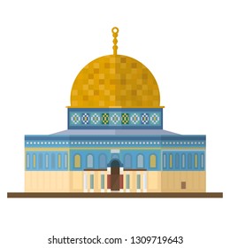 Flat design isolated vector icon of Dome of the Rock at Jerusalem, Israel