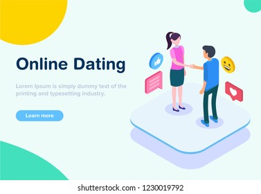 Flat design Isometric Concept of Online Dating