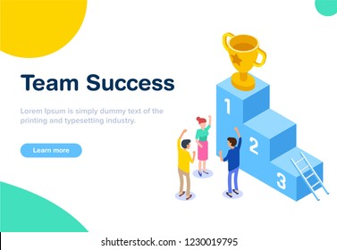 Flat design Isometric Concept of Team Success