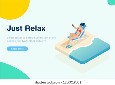 Flat design Isometric Concept of vacation