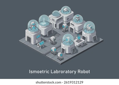 Flat Design Isometric Laboratory Robot Vector Illustration