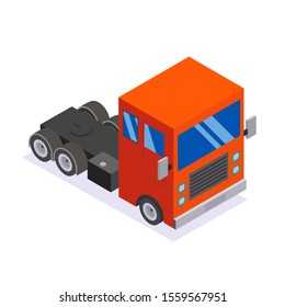 Flat design Isometric Tractor Unit. Truck Car. Vector illustration