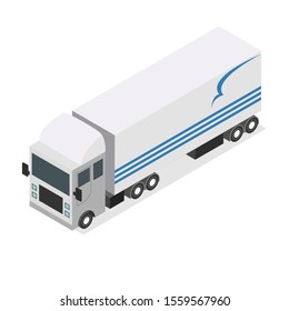 Flat design Isometric Tractor Unit. Truck Car with trailer. Vector illustration