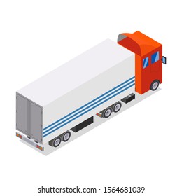 Flat design Isometric Tractor Unit. Truck Car with trailer. Vector illustration