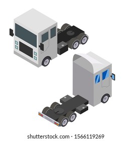 Flat design Isometric Tractor Unit. Truck Car without trailer. Vector illustration