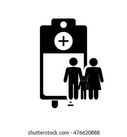 flat design iv drip bag and family pictogram icon vector illustration
