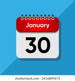 Flat Design January Calendar Icon – Red and Black on Soft Blue Background