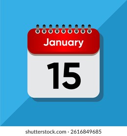 Flat Design January Calendar Icon – Red and Black on Soft Blue Background