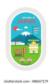 Flat design Japan landmarks illustration vector