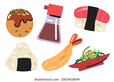 Flat Design Japanese Cuisine Elements