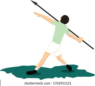 Flat design Javelin Thrower vector illustration.Summer sports concept.


