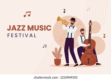 Flat design of jazz band performance. Illustration for websites, landing pages, mobile applications, posters and banners. Trendy flat vector illustration