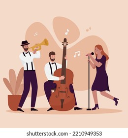 Flat design of jazz festival concert vector illustration. Illustration for websites, landing pages, mobile applications, posters and banners. Trendy flat vector illustration