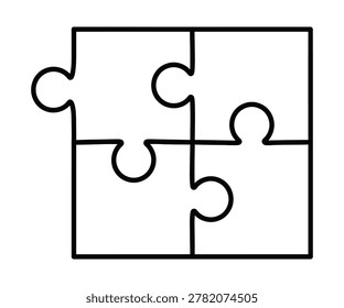 Flat design jigsaw puzzle pieces in a square frame