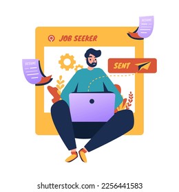 Flat design a job seeker submits a resume online