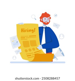 Flat design of job vacancy information, We are hiring, Job recruitment announcement, Vector illustration