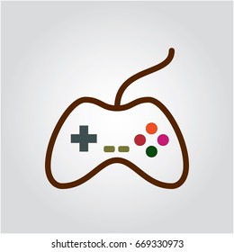 Flat design joystick, game controller or console keypad icon. Vector illustration.