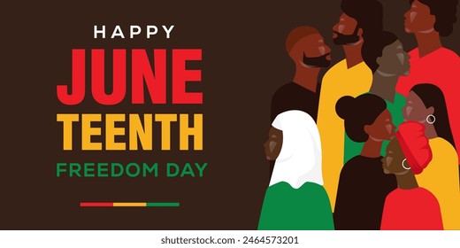 flat design Juneteenth Freedom Day horizontal banner illustration