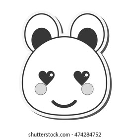 flat design kawaii bear emoticon icon vector illustration