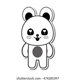 flat design kawaii bear emoticon icon vector illustration