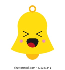 flat design kawaii bell icon vector illustration