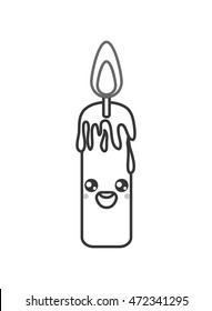 flat design kawaii candle icon vector illustration
