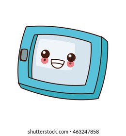 flat design kawaii cellphone with buttons icon vector illustration