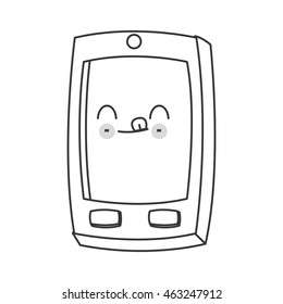 flat design kawaii cellphone with buttons icon vector illustration