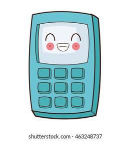 flat design kawaii cellphone with buttons icon vector illustration
