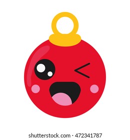 flat design kawaii christmas tree ball icon vector illustration