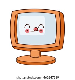 flat design kawaii computer icon vector illustration