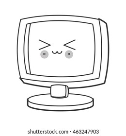 flat design kawaii computer icon vector illustration