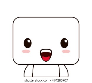 flat design kawaii doll happy facial expression icon vector illustration