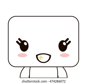 flat design kawaii doll happy facial expression icon vector illustration