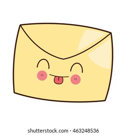 flat design kawaii envelope icon vector illustration