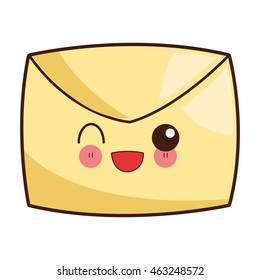 flat design kawaii envelope icon vector illustration