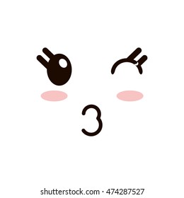 flat design kawaii facial expression icon vector illustration